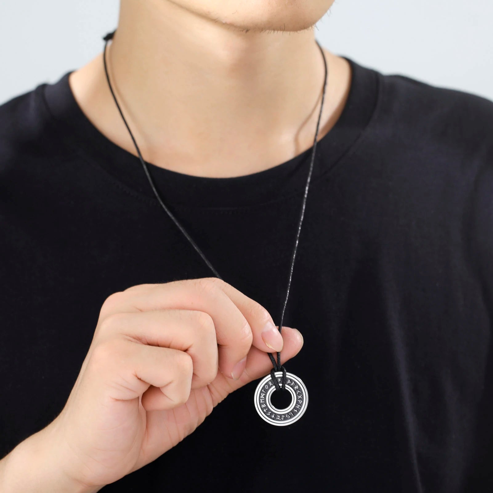 Vintage Nordic Rune Necklaces for Men Stainless Steel Norse Runes Viking Jewerly