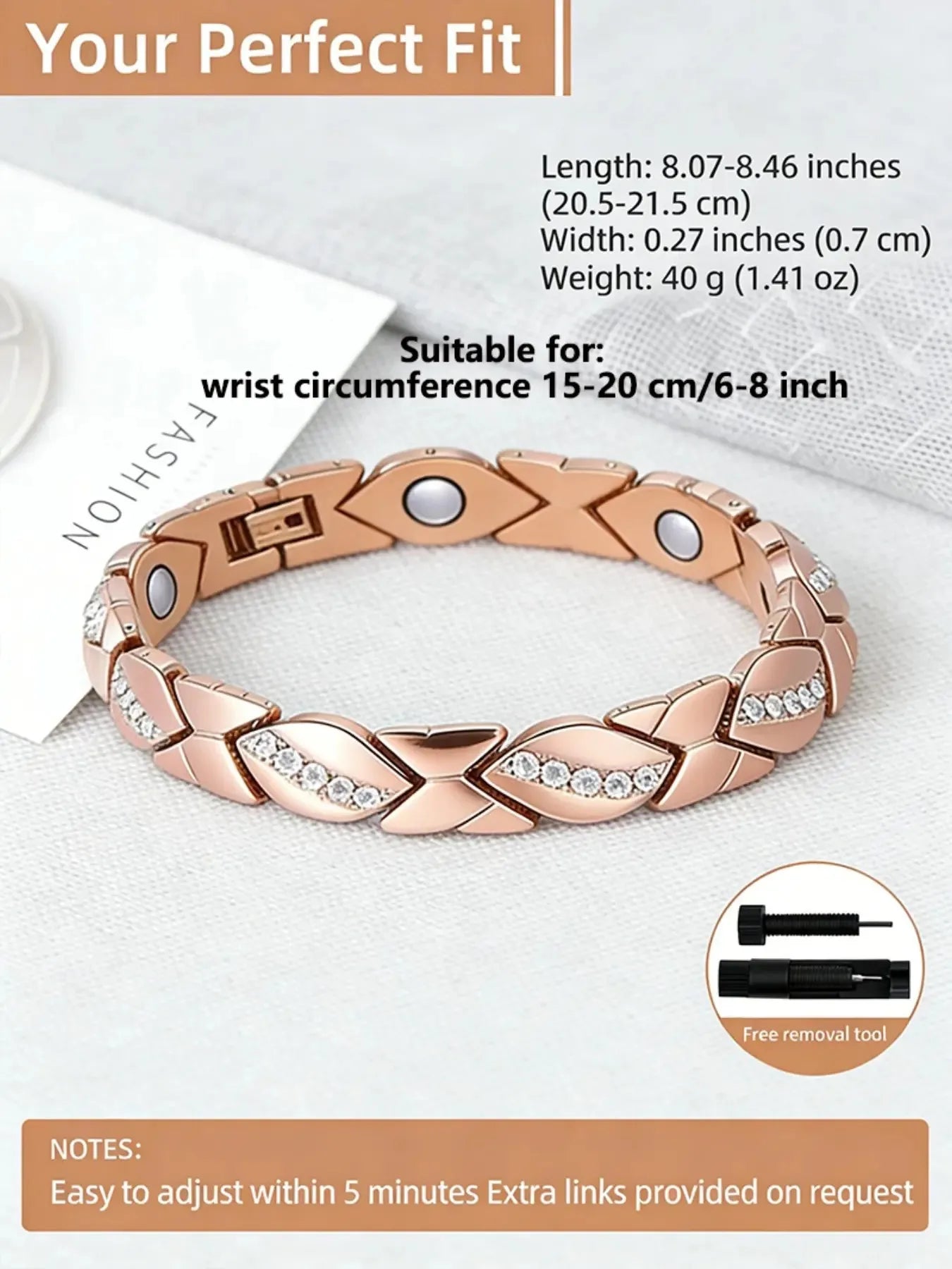 Copper Bracelet for Women, 99.99% Solid Pure Copper Megneetic Arthritis, Effective Neodymium Lympunclog, Titanium Steel Bracelets