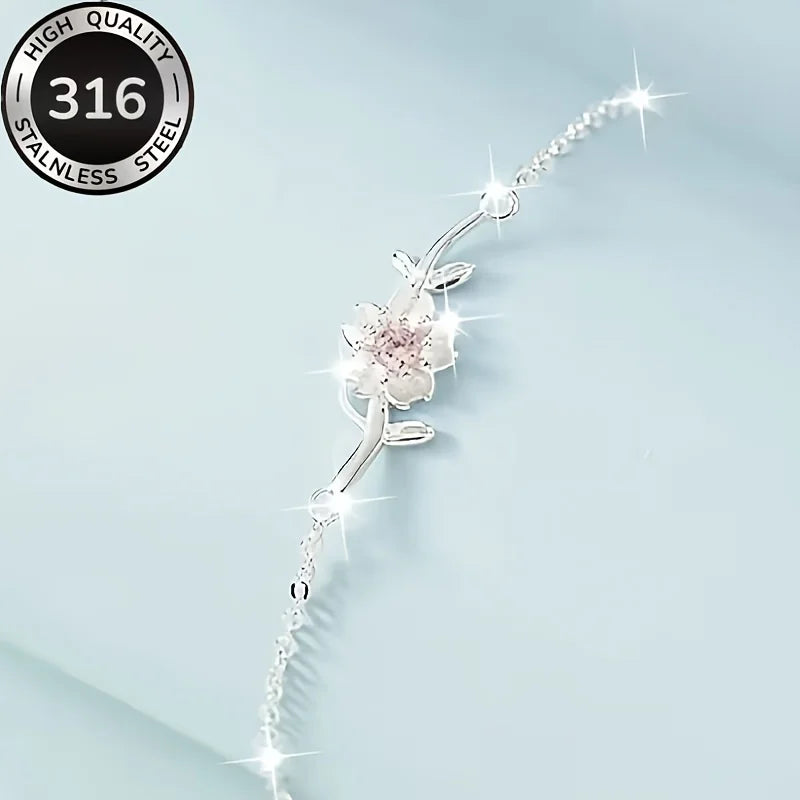 A hypoallergenic bracelet, women's cherry blossom bracelet, simple temperament and high-end jewelry