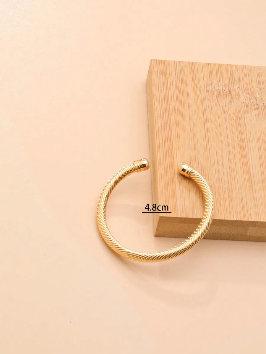 Metallic Minimalist Open Cuff Bracelet for Woman
