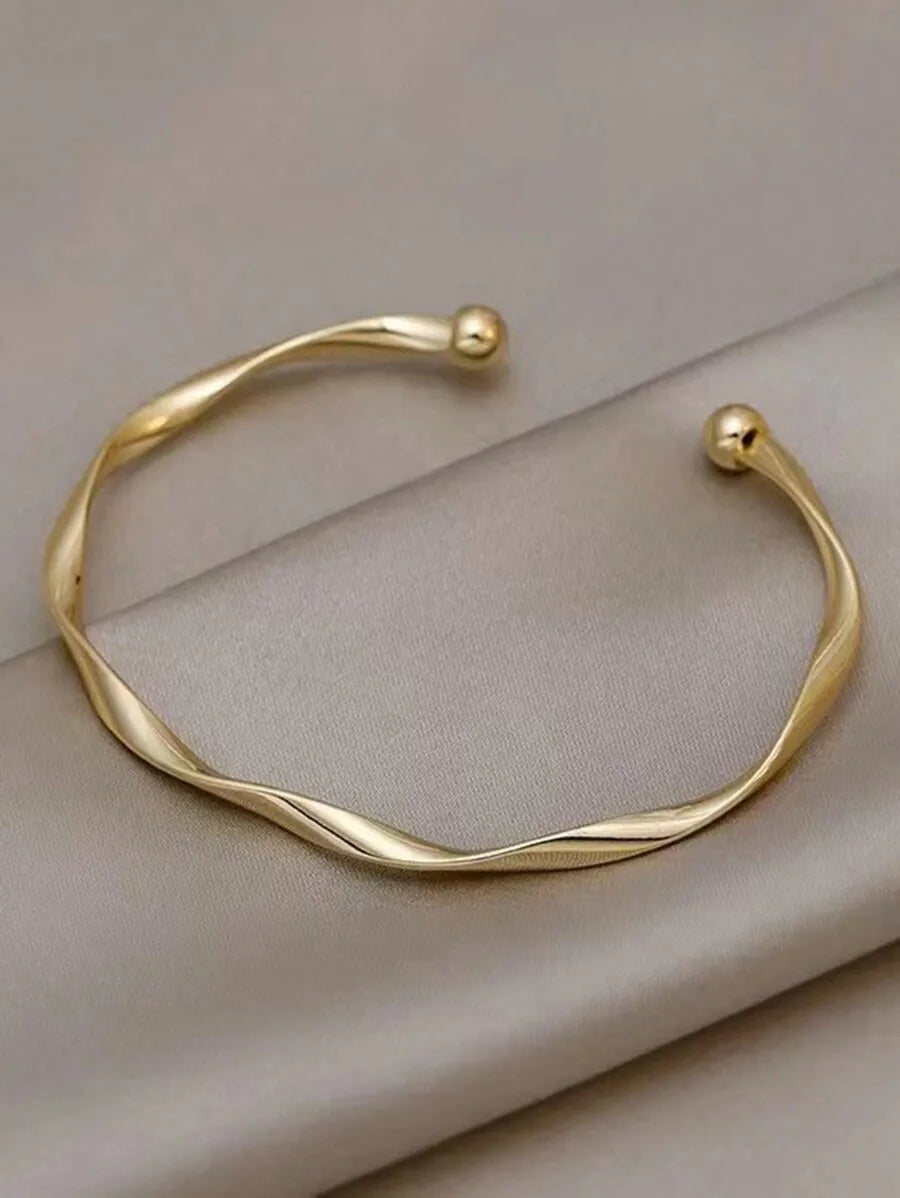 Mint Blue Twisted Adjustable Cuff Bangle For Women Fashion Jewelry