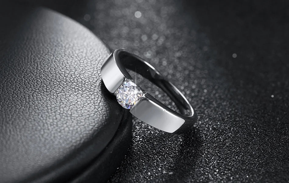 925 Silver Plated Cubic Zirconia Ring Hypoallergenic Shiny Crystal Elegant
