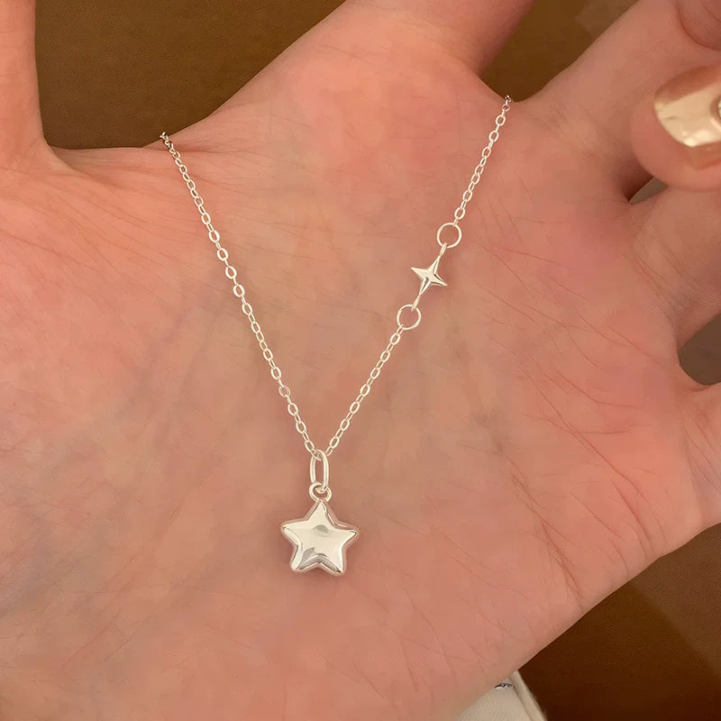 New Arrival 925 Sterling Silver Star Necklace for Women , Exquisite Five Pointed Star Chain