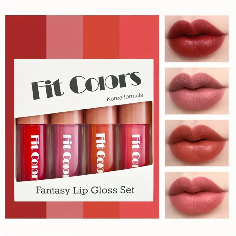 4-Color Moisturizing Mirror Effect Lip Gloss Long Lasting Liquid Lipstick