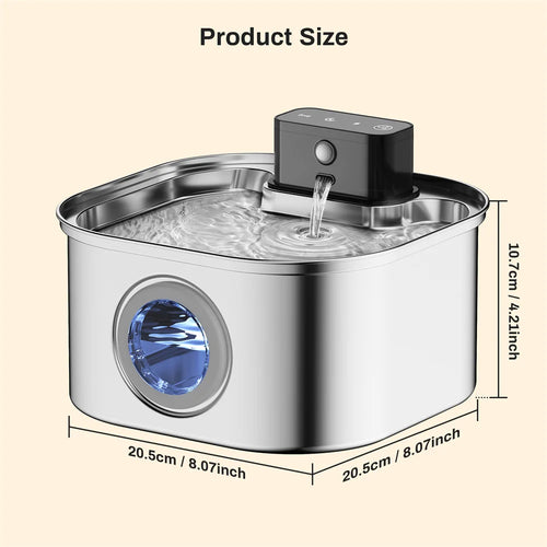 3L 5V Rechargable Automatic Stainless Steel Dogs Water Fountain 4000mAh Wireless