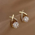 925 Silver Needle Fashion Zircon Geometric Earrings For Women