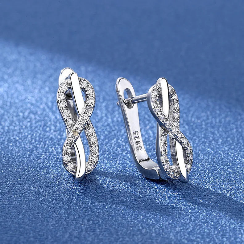 Luxury 925 Sterling Silver Earrings  High Quality White Zircon Earrings