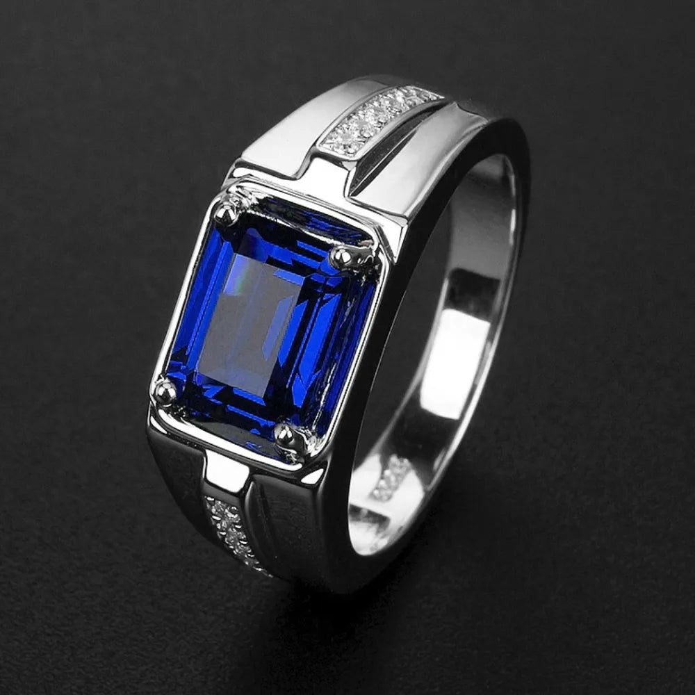 Men's fashion ring, set with synthetic gemstones – Business minimalist style men's ring