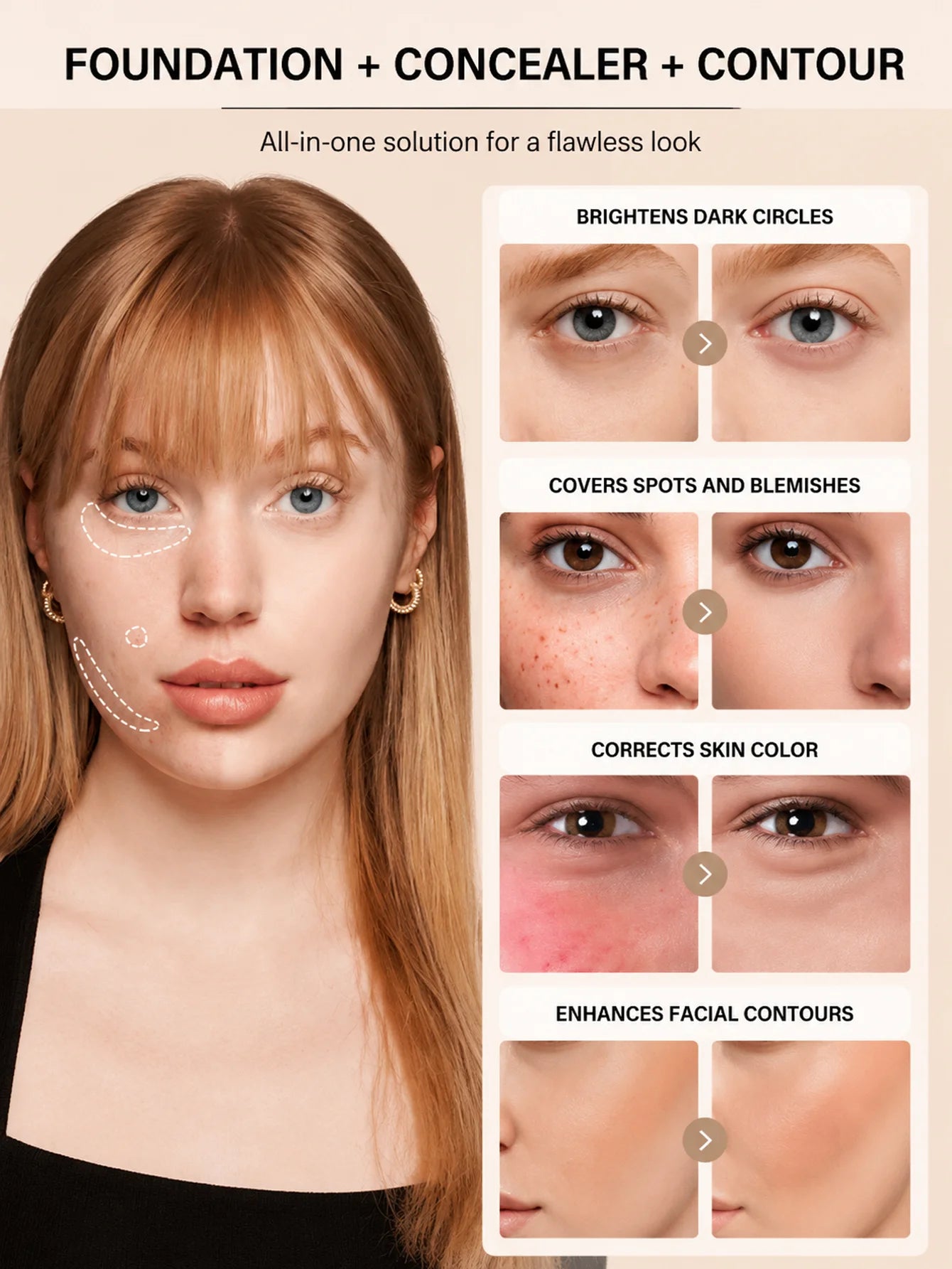 2 In 1 Foundation Concealer Stick With Built-in Brush