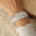 Gorgeous Square Rhinestone Open Ladies Bracelet