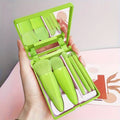 5Pcs Portable Makeup Brush Set With Mirror -  Foldable Travel Kit ，Mini Makeup Brush Set