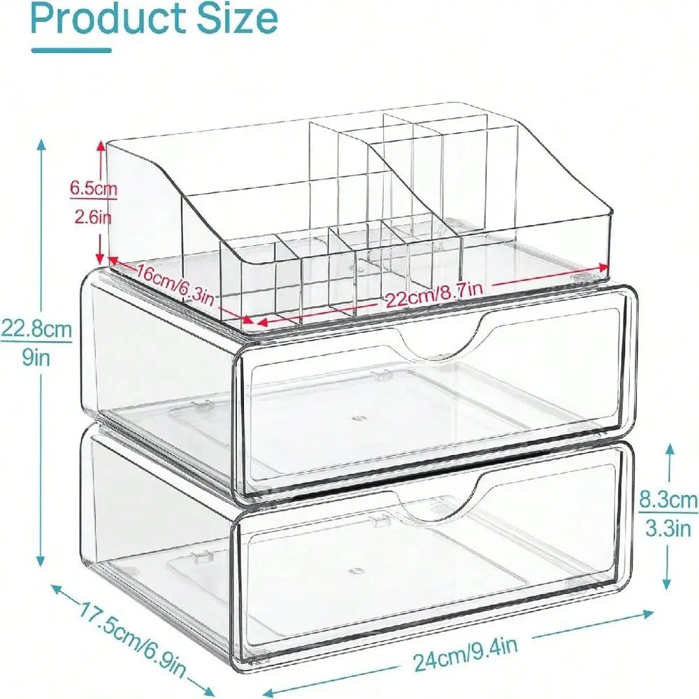 Clear Makeup Organizer With Drawers, Cosmetic Storage Display For Dresser, Countertop, And Bathroom