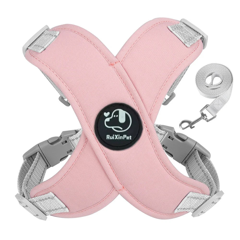 Dog Harness Leash Set Reflective Adjustable Pet Vest Harness with Metal D Ring Breathable