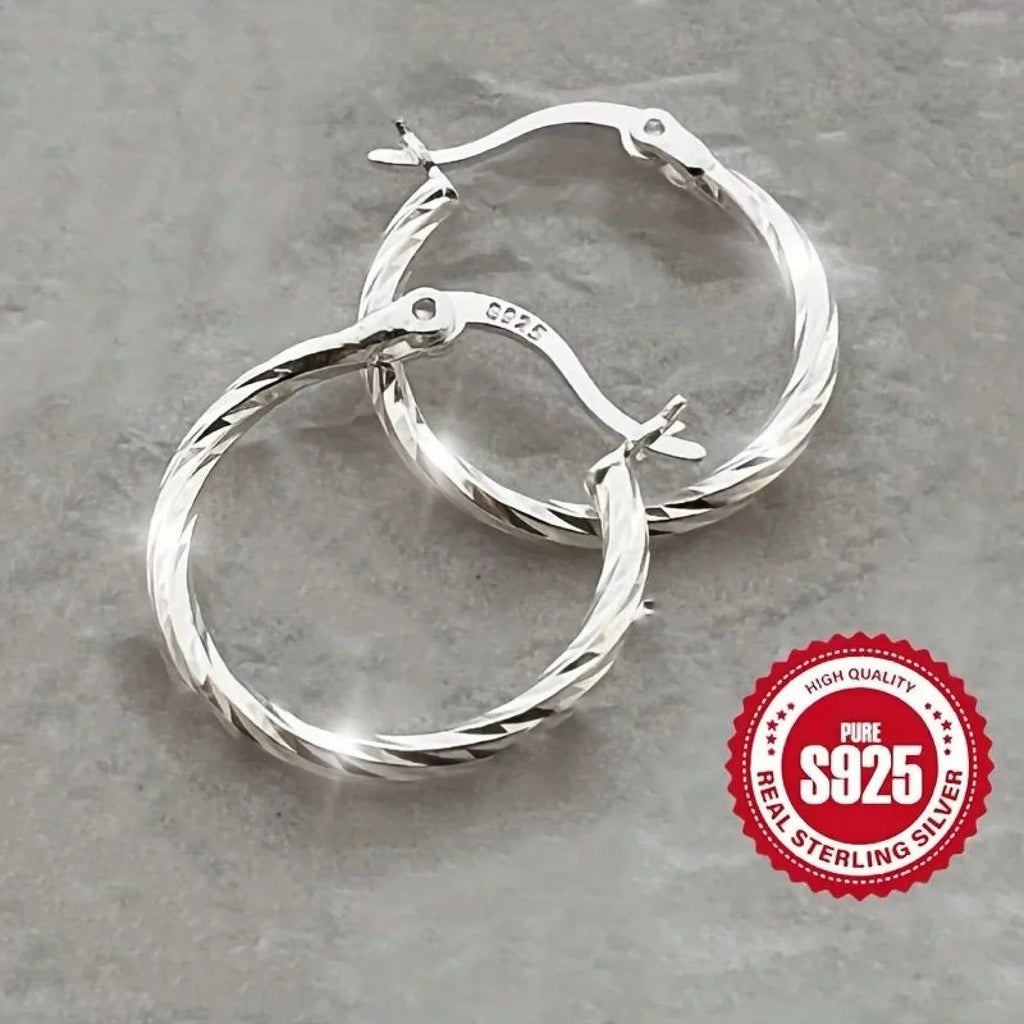 Hypoallergenic Silver Stud Earrings for Women - Lightweight Twisted Circle Design