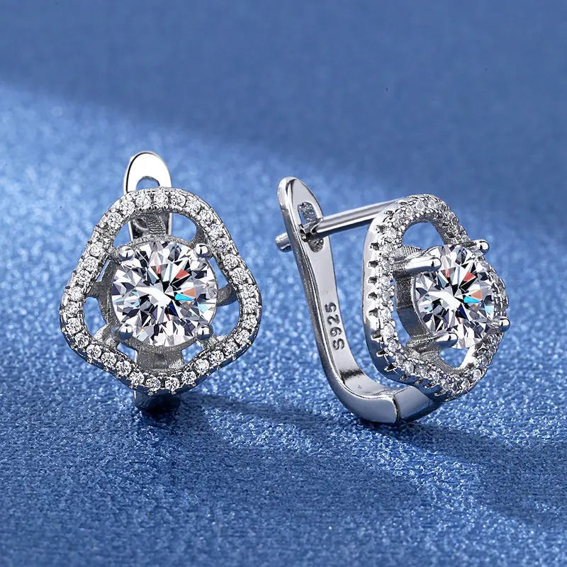 Luxury 925 Sterling Silver Earrings  High Quality White Zircon Earrings