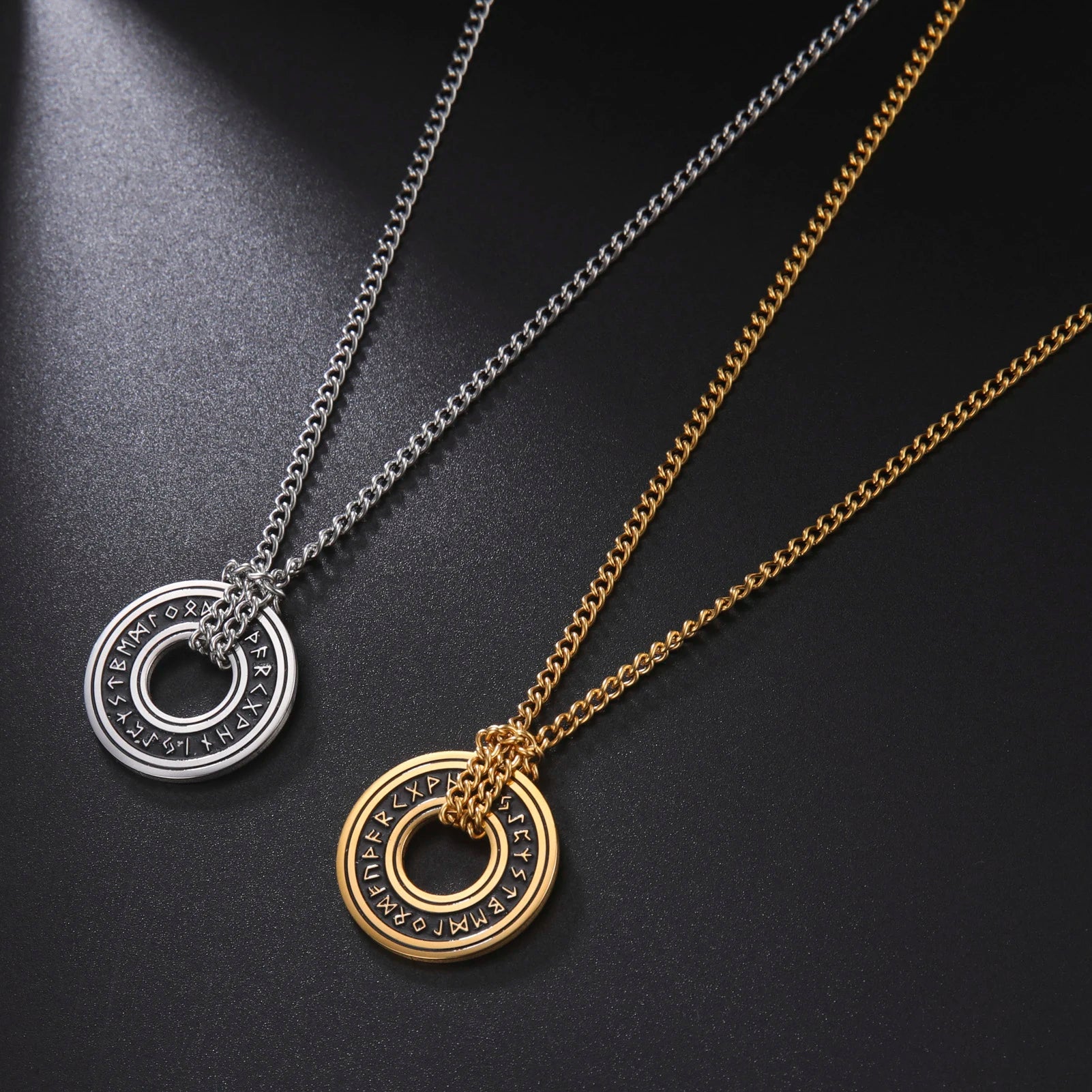 Vintage Nordic Rune Necklaces for Men Stainless Steel Norse Runes Viking Jewerly