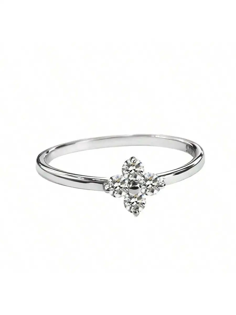 Elegant Cubic Zirconia Clover Ring Elegant Minimalist Daily Wear