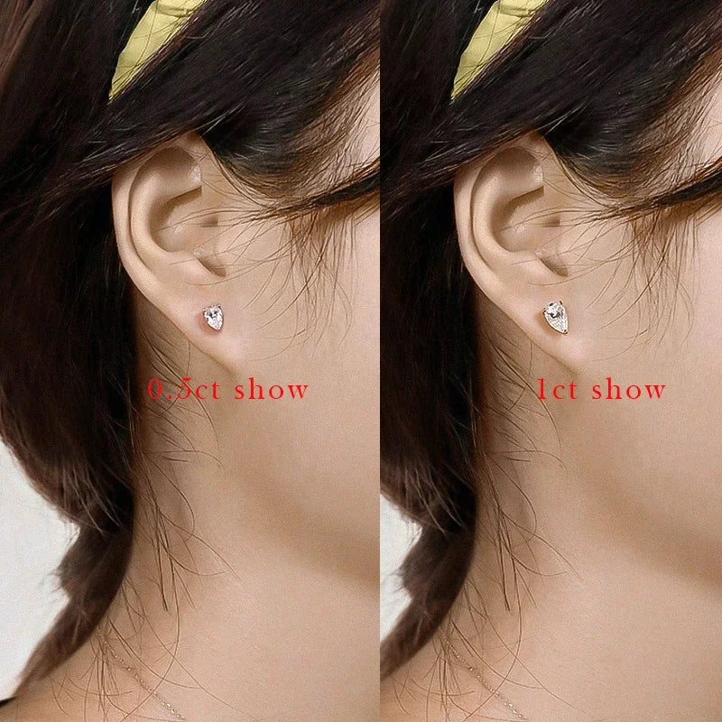Luxury Pear Cut Certified Moissanite Stud Earrings for Women 100% 925 Sterling Silver Plated
