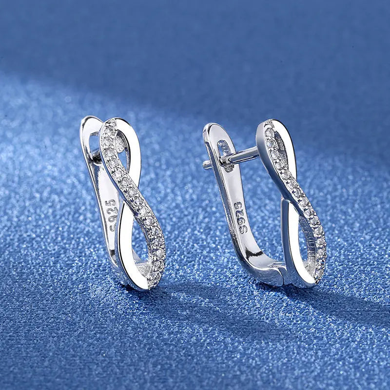 Luxury 925 Sterling Silver Earrings  High Quality White Zircon Earrings