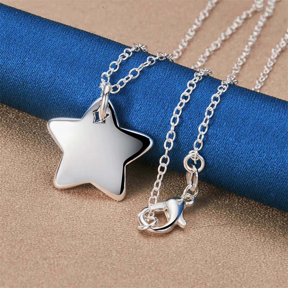 925 sterling silver 16-30 inch sparkling star pendant necklace for women