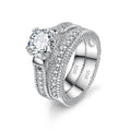 Elegant Ring Set 925 Sterling Silver Color With Full Shiny Cubiz Zircon Stone