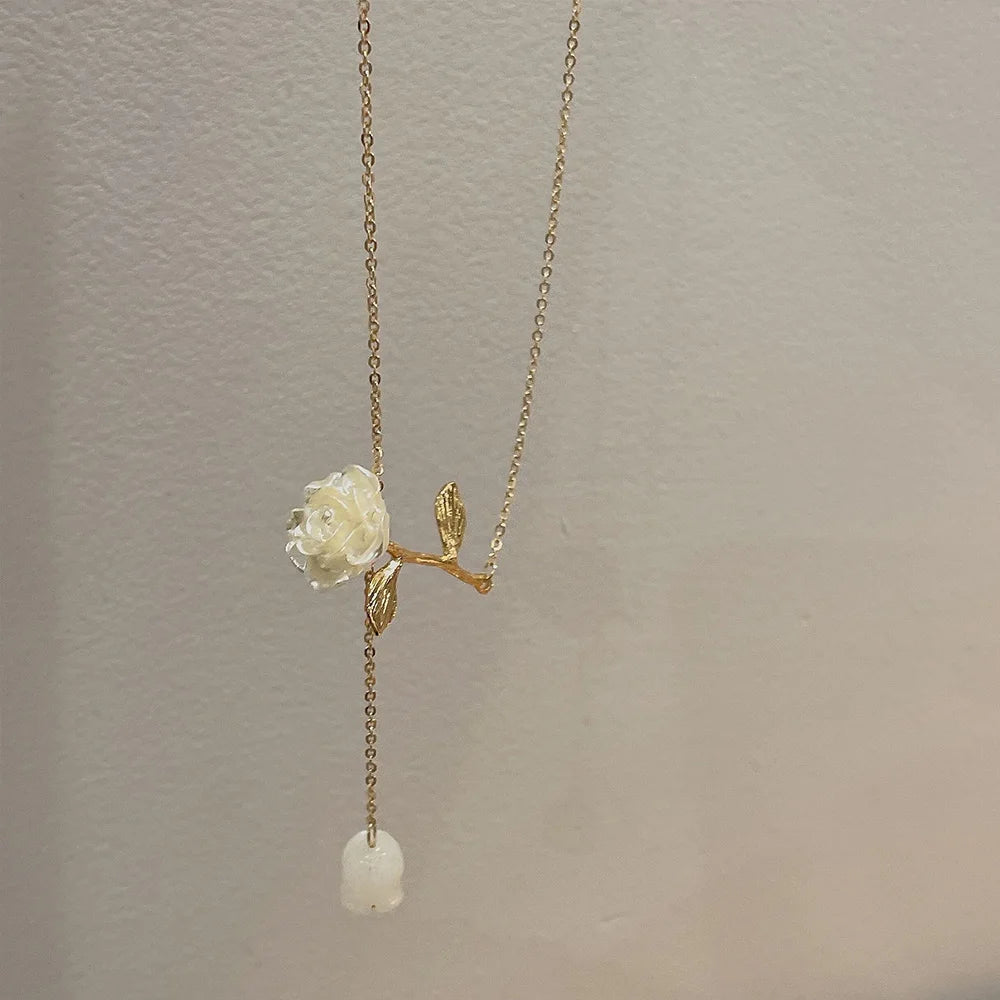 New Wine Red Cherry Gold Color Pendant Necklace For Women