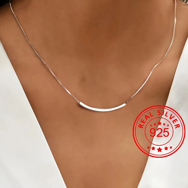 Elegant 925 Sterling Silver Ladies Smile Necklace, Hypoallergenic
