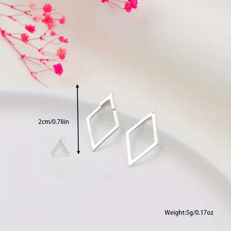 Retro Minimalist Geometric Square Detachable Triangles Stainless steel Stud Earrings