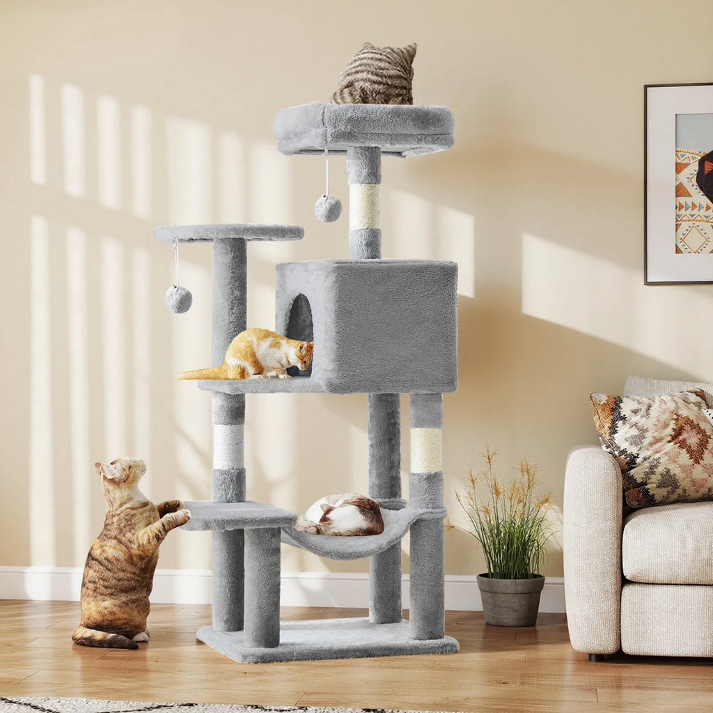 44In Cat Tree Tall Multi-Cat Climbing Tower for Cats  Natural Sisal Scratching Posts
