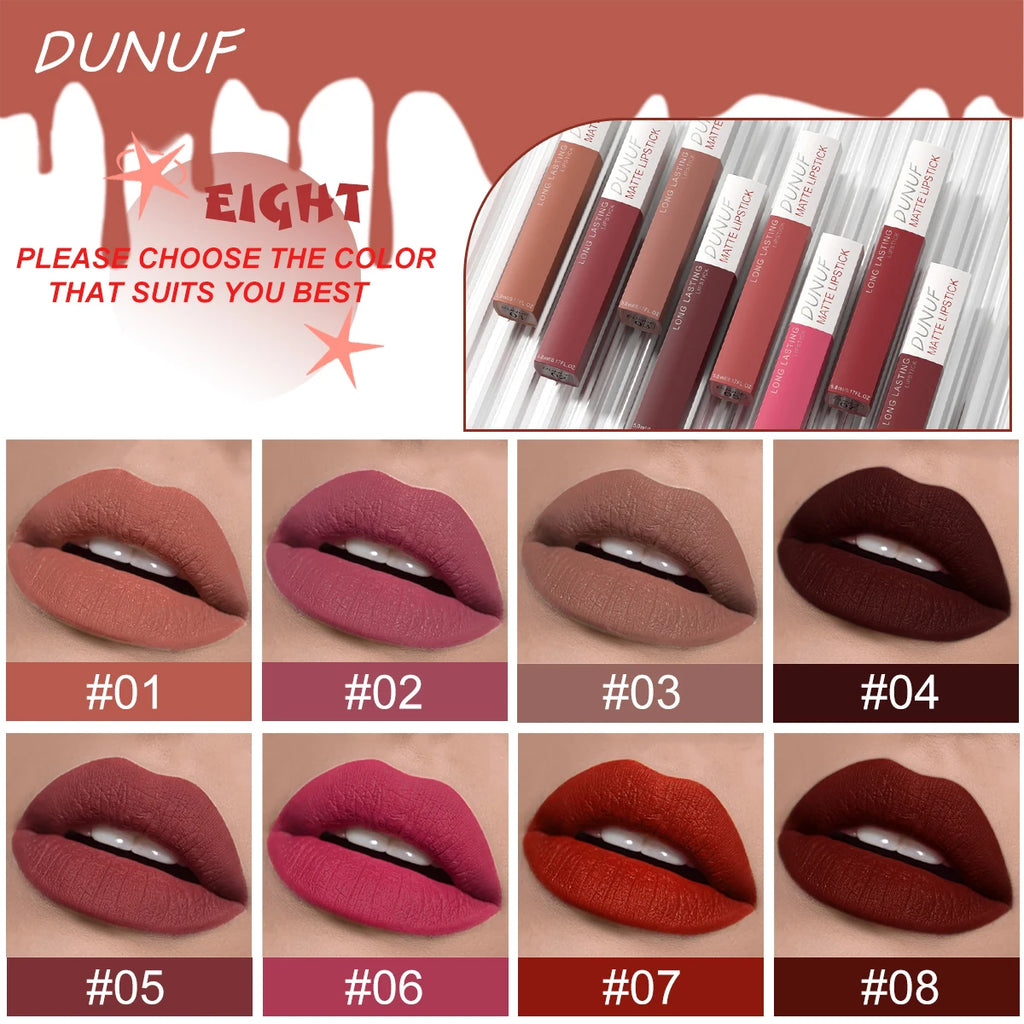 Long-Lasting Lip Gloss Lipstick Matte Velvet Waterproof
