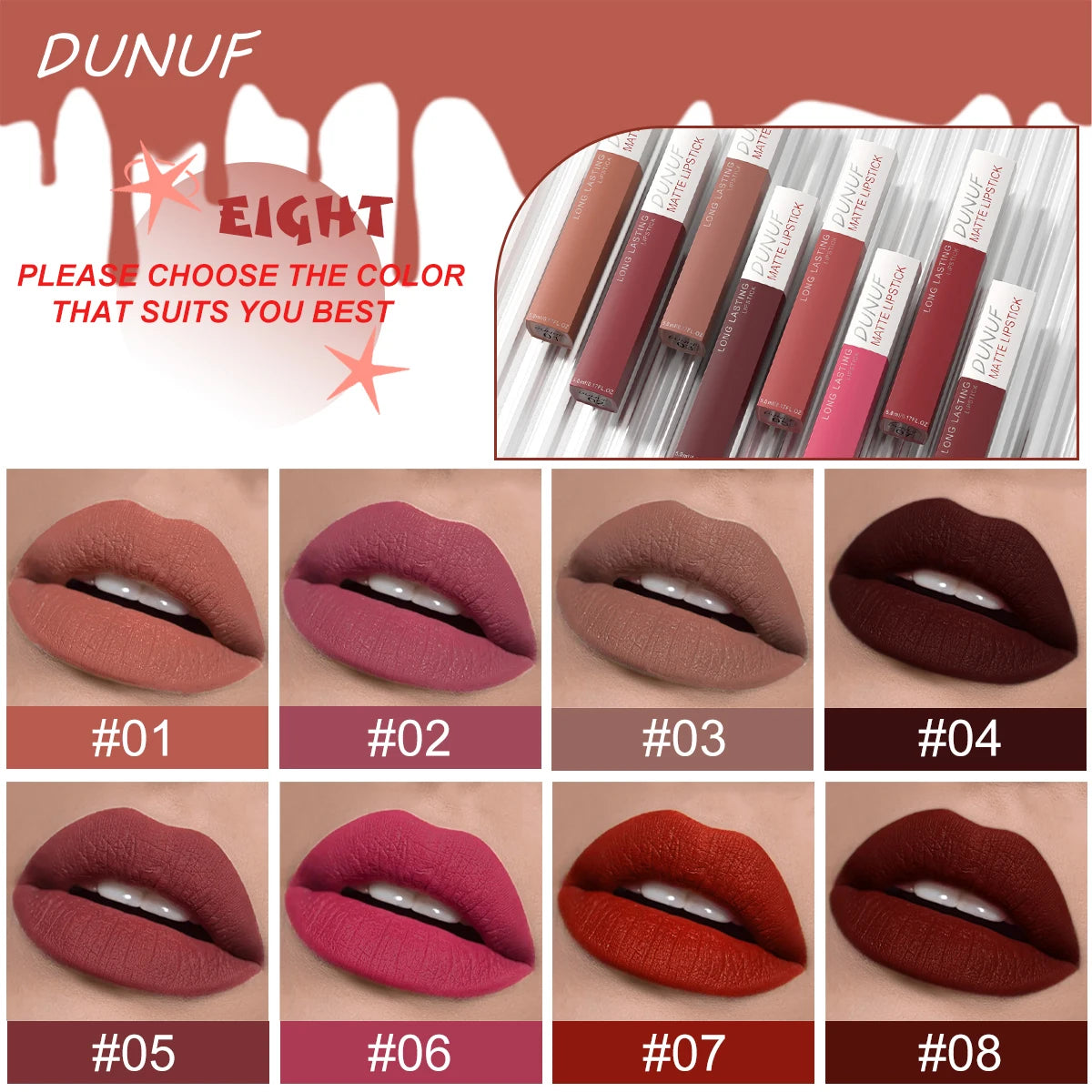 Long-Lasting Lip Gloss Lipstick Matte Velvet Waterproof