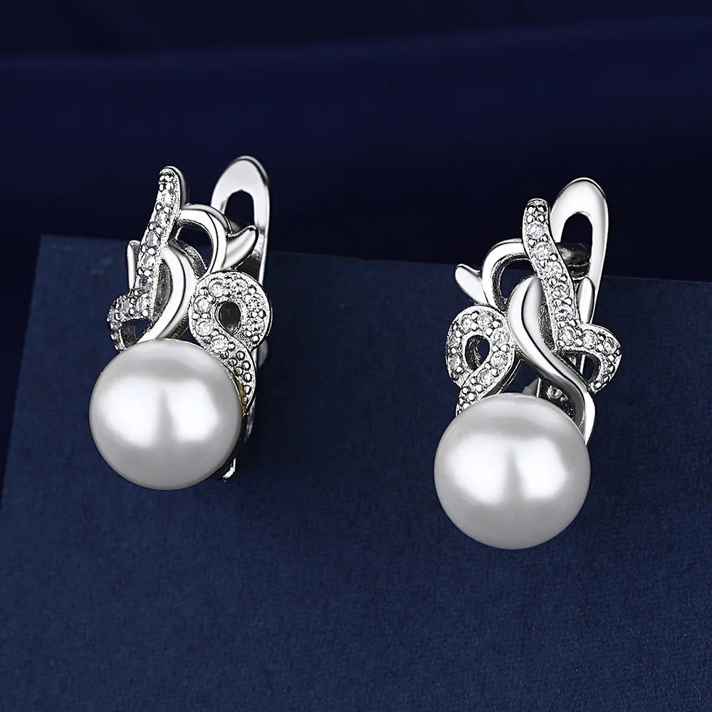 Luxury 925 Sterling Silver Earrings  High Quality White Zircon Earrings