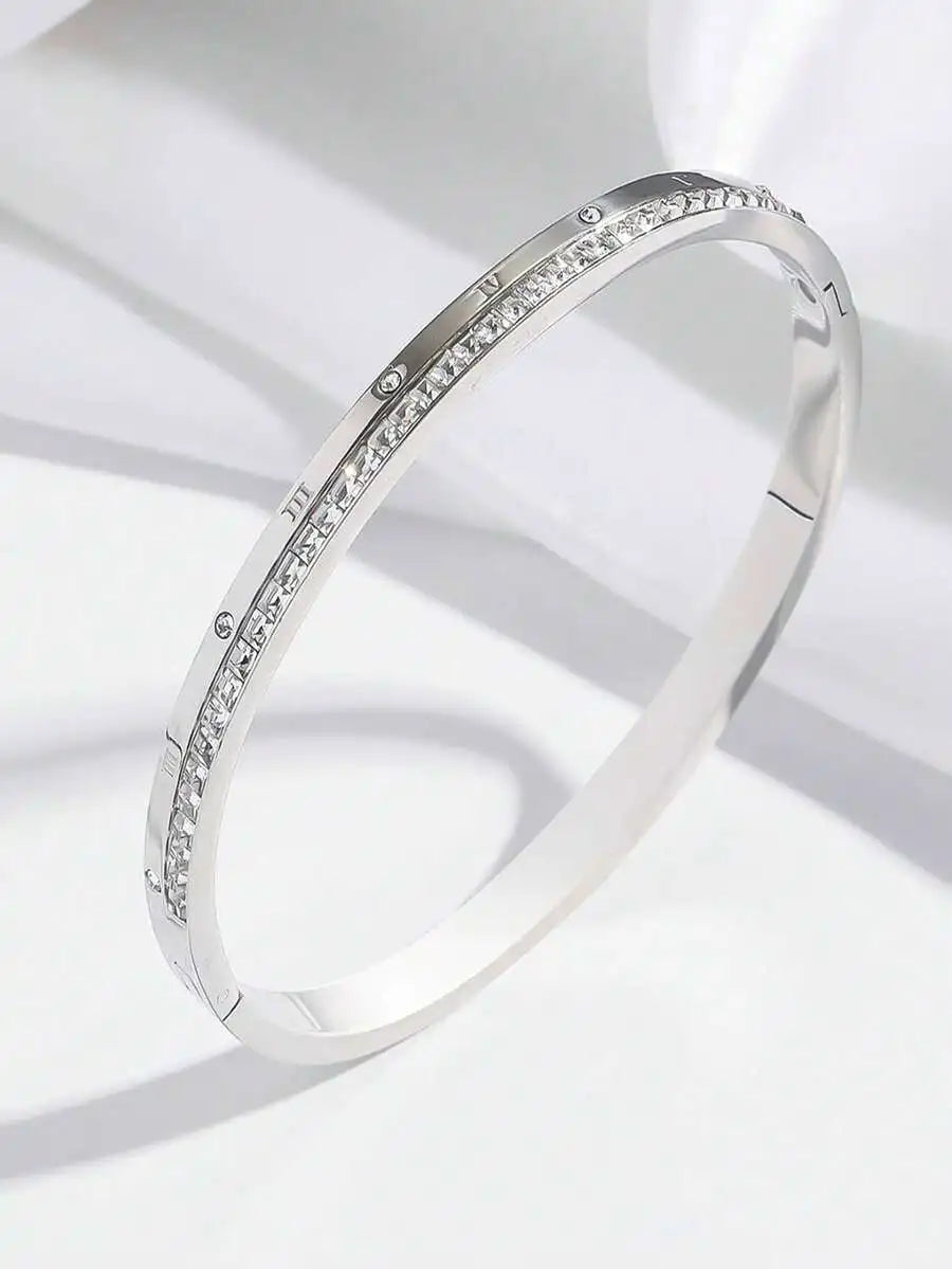 4pcs Layered Luxury Bracelet Set For Women, Zirconia Crystal Bangles