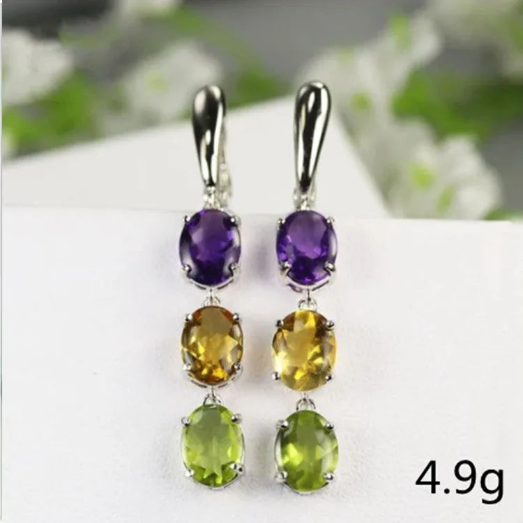 Fashion Jewelry Ladies Blue White Water Drop Shaped Crystal Rhinestone Zircon Metal Dangle Earring for Women