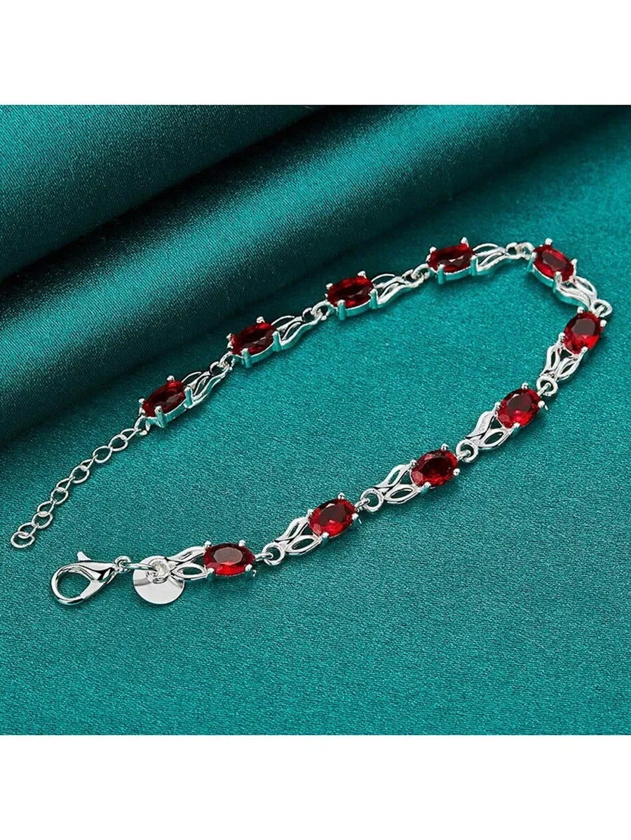 Red Crystal Chain Bracelet For Women