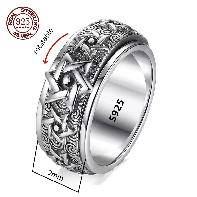 Simplicity Vintage S925 Sterling Silver Viking Rings for Men and Women