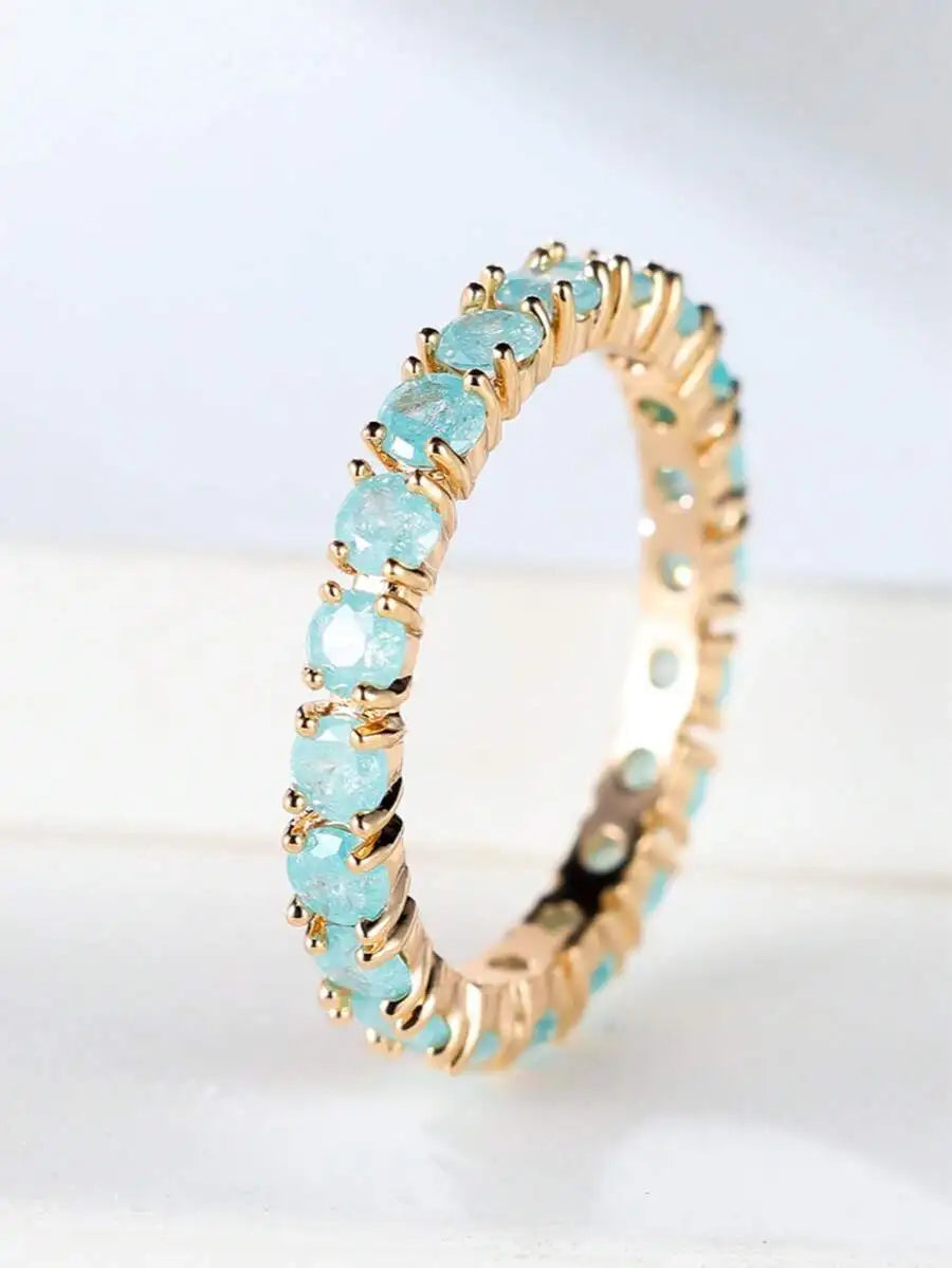 Bohemian Style Black Cubic Zirconia Full Eternity Ring For Women