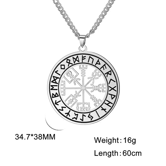 Vintage Nordic Rune Necklaces for Men Stainless Steel Norse Runes Viking Jewerly