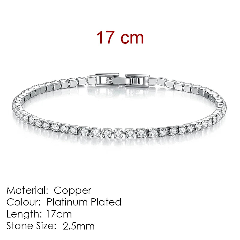 Fashion 2.5mm Zirconia Tennis Bracelet for Women Crystal Charm Designer