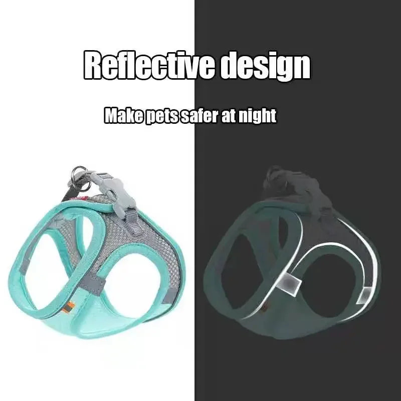 Cat Dog Harness Vest Chest Rope Set Reflective Breathable Adjustable Pet Harness for Small Medium Dogs