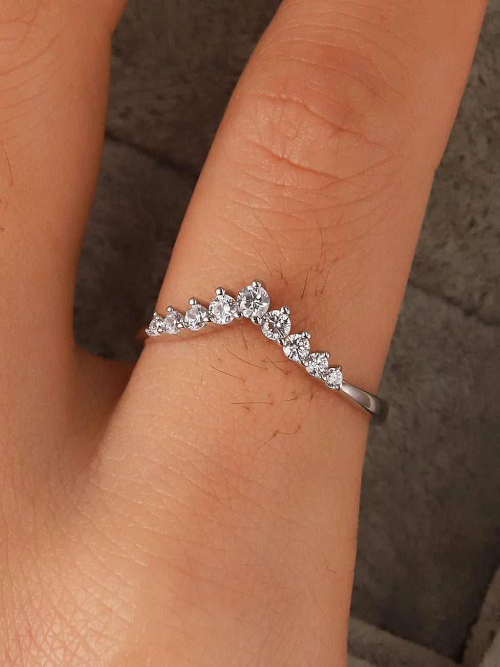 S925 Sterling Silver  Crown Diamond Ring